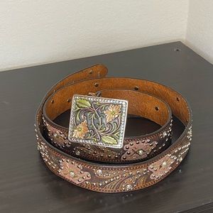 Nocona tooled leather belt